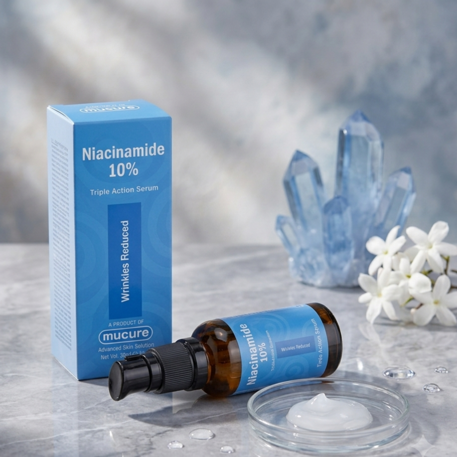 Mucure Brand 10% Niacinamide Triple Action Serum - High Potency Anti Wrinkle Face Skincare Formula For Smooth Youthful Radiant Complexion - 30ML